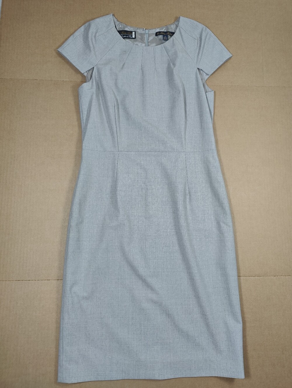 Brooks Brothers Lanficio Di Tollegno Wool Light Gray Sheath Dress Sz 8 Portugal